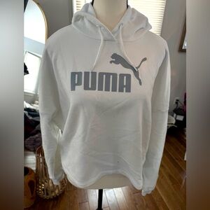 PUMA Women's Semi Cropped  White Hoodie